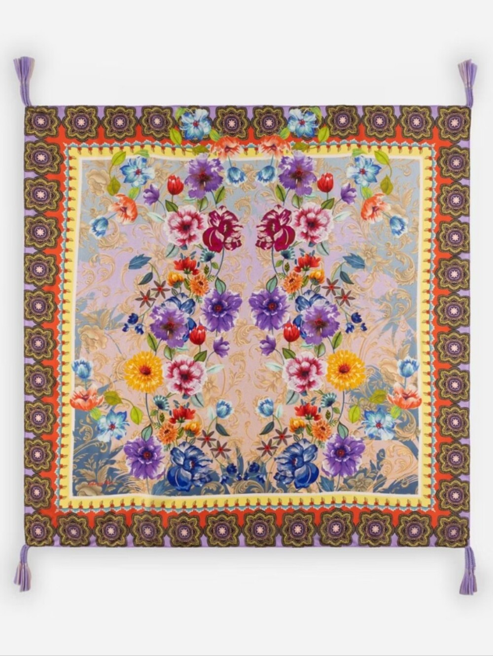 Johnny Was Floral Silk Satin Scarf Wrap - Deco Multicolor NWT